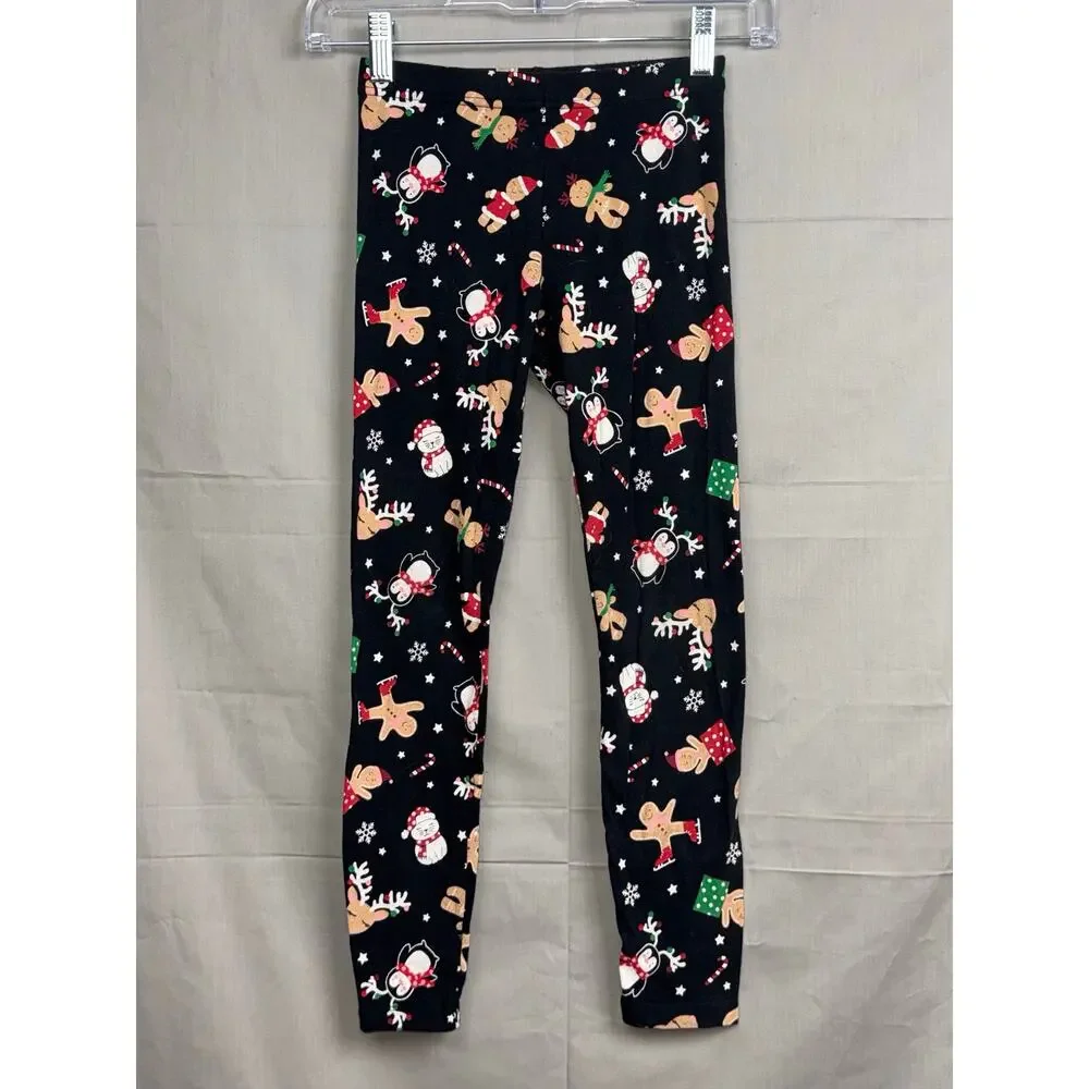 Girls Holiday Time Black Leggings with Holiday Animals, Size M (7/8) - Picture 4 of 4